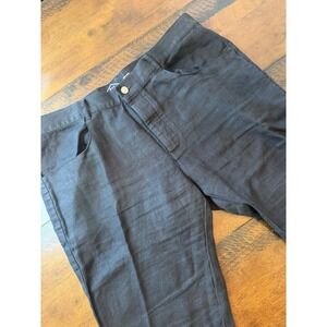 Alex Crane Pants Mens 38 Black 100% Linen Straight Leg Lightweight Chino Casual